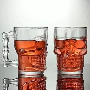 MOOZICO Large Skull Beer Crystal Glass Tableware Set Beer for Party Cocktail Glass Pub Beer Wine Glass Drinking Glass Juice Glass Mocktail Glass Set of 2 (540 ML) Glass Beer Mug