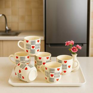 love unlimited Pack of 6 Bone China Tea cup set of 6 for Home/Office/Gifts