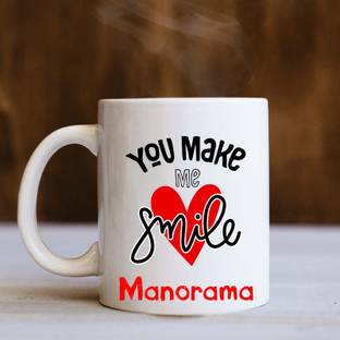 badri creations You Make Me Smile Manorama White Ceramic Coffee Mug