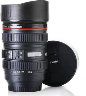 Bhakhand Multi Purpose Steel Insulated Camera Lens Shaped Travel Coffee Flask With Lid Plastic Coffee Mug