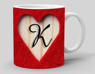 Kgvr1 "Letter K Alphabet with Red Heart"Best Gift For Him And Her A True Love|Printed Ceramic Coffee Mug
