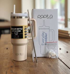 papita Tumbler for Hot and Cold Insulated Tumbler Lid StainlessSteel TumblerStraw Cream Stainless Steel Tumbler