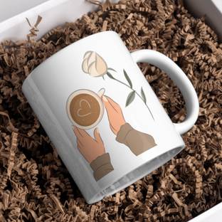 FiftyOne Hub Premium "It's Coffee time" printed with illustration for coffee lover Ceramic Coffee Mug