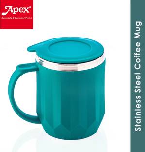 APEX Steel Coffee with Lid (Plastic Outer) Stainless Steel Coffee Stainless Steel, Plastic Coffee Mug