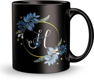 Dreamcart H- Letter Ornament And Flower Design print gift for Boy Friend Ceramic Coffee Mug