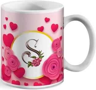 HM POINT Letter S Name Alphabet Printed Nature's Beauty Ceramic Ceramic Coffee Mug