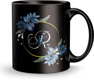 Dreamcart R - Letter Ornaments and Flower Design print gift for Sister Ceramic Coffee Mug