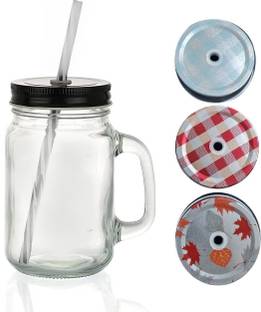 HALO NATION Glass Mason Jar with Straw - Sipper Jar With Leak Proof Lid & Straw Glass Mason Jar