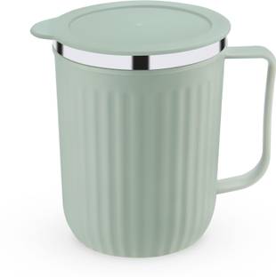 Trueware Frost Unbreakable Tea Coffee Double Wall Insulated with Handle and Lid Stainless Steel, Plastic Coffee Mug