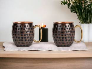 Le Casa Moscow 2PC Set | Antique - 500ML Each |Pure Copper With ISO Certification| Copper Coffee Mug