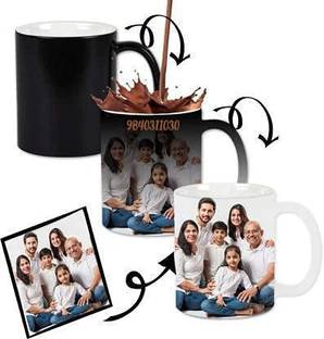 SK Prints Magic only Hot water Photo and Text Photo Birthday , Anniversary Gift Ceramic Coffee Mug
