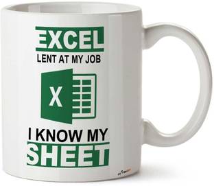 FirseBUY Excel-Lent at My Job, Know Sheet - Funny, Spreadsheet Printed Ceramic Coffee Mug