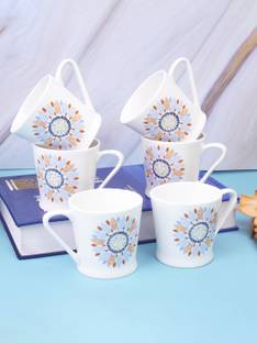 UPC Exquisite Collection - Fine Bone China Ceramics Coffees Set of 6 - Premium Quality Bone China Coffee Mug