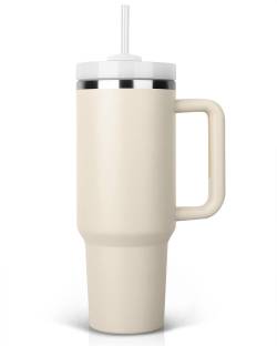 KEVRIZ Tumbler Hot and Cold with Handle and Lid Double Insulated for Gym, Travelling - Stainless Steel Tumbler