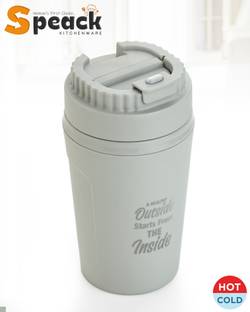 SPEACK Hot And Cold, Double-Wall Insulated, Leak-Proof, Flip-Top Lid Plastic, Stainless Steel Coffee Mug