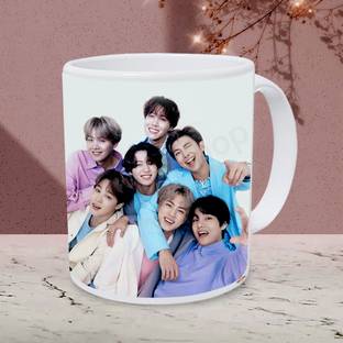 blinkNshop BTS Bangtan boys bts group mug | white mug | gift for mug | coffee and tea mug | creative design printed mug Ceramic Coffee 325 ML Ceramic Coffee Mug