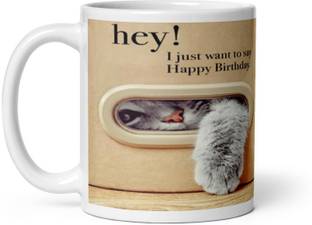Ayushmaan DWARIKADHESH : HAPPY BIRTHDAY CAT PETERN (CERAMIC COFFE MUG0 CAPACITY : 330ML Ceramic Coffee Mug