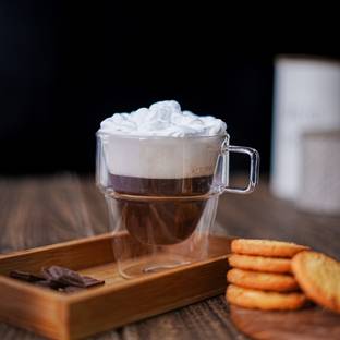 Femora Double Wall Coffee 235ml (8 Ounces), Heat Resistant (Pack of 1) Glass Bath Mug