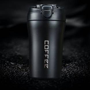 UniKart Dark Black Insulated SS Coffee Tumbler with 2-in-1 Flip Up Straw & Sip Lid Stainless Steel Tumbler