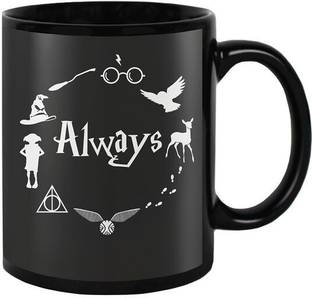 craft maniacs ALWAYS SYMBOLISM 330 ML BLACK MUG FOR HARRY POTTER FANS Porcelain Coffee Mug