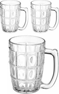 Tap2kaart glass beer mug glass set beer mug crystal claer mug ( pack of 3) Glass Beer Mug
