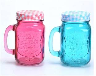 Avastro 2 PCS Transparent Glass Rooster Mason Cup Large Capacity Straw Beverage Juice Bottle Transparent Water Bottles Storage Tank Glass Mason Jar