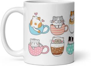 Giftsadaa cute cat, love cat, cat lover, printed Milk mug | Best gift For Cat Lover | Ceramic Coffee Mug