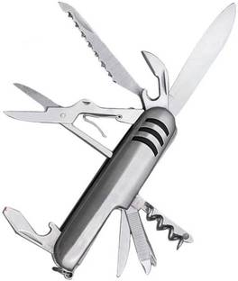 vetreo 11 in 1 Stainless Steel Multi Functional Swiss Army Style Travel Folding Knife Set - (Silver) 11 Swiss Army Knife