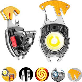 KT Mart Multifunctional Keychain Flashlights, LED Rechargeable Flashlights with Lighter Key Chain