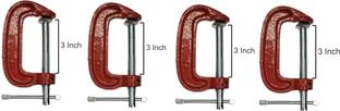 Luxuro C-Clamps Set of 4 Pcs For Metalworking, Woodworking, Max Jaw Opening 3-Inch Multi Vise Tool