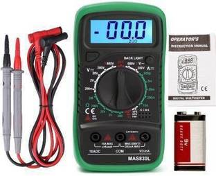 Montreal MAS830L With High Quality Probes AC/DC Voltage & DC Current Pocket Multitester Digital Multimeter (Green, Black 2000 Counts) Digital Multimeter (2000 Counts) Digital Multimeter