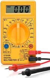 HOTFIX DT830B Digital Multimeter | Diode And Transistor Tester | AC/DC Volt Test | Test Probes | Voltmeter | Multitester |Volt/OHM Meter (VOM) Multi-Meter Yellow Digital Multimeter