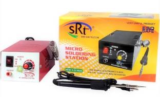 Divinext Micro Soldering Iron Station with Adjustable Temperature Controlled Power Unit with Pencil Pointed Tip Type Replaceable Bits + Inbuilt Soldering Stand SMD Station with High-Low Adjustment Electronics Welding & Soldering Repairing Tool Digital Multimeter