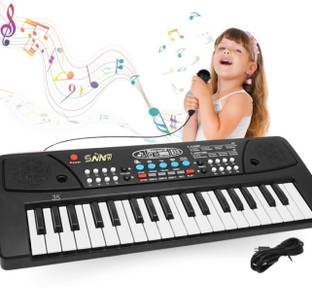 SNM97 BF_430A1 Kids 37 Key Piano Keyboard with Recording ,Mic & Mobile Charger Battery Operated Analog Portable Keyboard