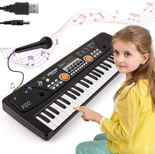 Just97 49 Key Piano Keyboard Toy for Kids P7 dc Power Option+Recording Microphone Multi Colour Keys with USB Charging P7 Analog Portable Keyboard