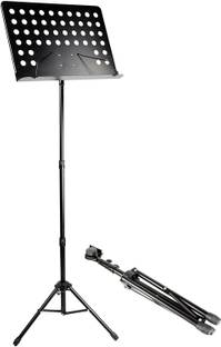 Techtest Musical Instrument Music Sheet Stand for Singing Book Notes Holder Notation Singer Musicians, Adjustable Book/music Sheet Stand - 1.5 Inch Platform Tray, Heavy Duty Orchestral Sheet Music Stand Holder Height Adjustable Tripod Base, Black Folding Music Stand, Tripod Sheet Holder Adjustable Foldable Orchestral Stage, Musical Stand GH511 Metal Sheet Music Stand