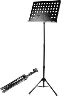 AMG Music Heavy Duty Orchestral Music Stand Portable Violin Guitar Music Book Holder All Metal Construction Fully Adjustable Music Sheet Stand Notation Stand- Black Notation Stand