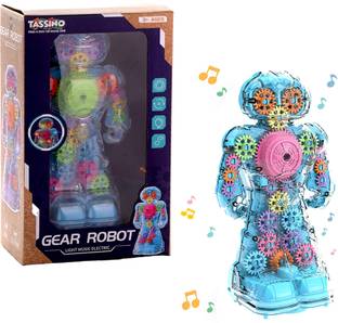 Tassino Electric Transparent Gear Robot Toy for Kids with Multi Color Lights & Music