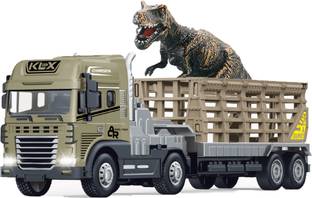 Joy Junction 1:24 Rescue Trailer Truck (Brown Rescue Trailer with Spinosaurus Dino)