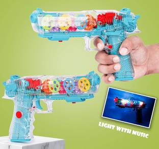 Toyporium Gun Toy Transparent Glow Gun with Multi Musical Blaster