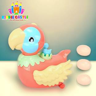 Kiddie Castle Walking Parrot Laying Eggs Toy With Lights Sound Music