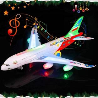 Toyporium Battery Operated Musical Aeroplane Toy for Kids with Flashing Light and Sound|29