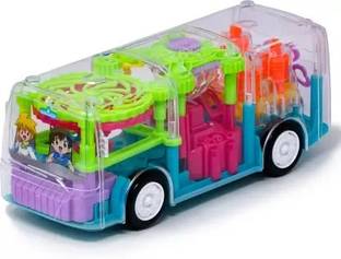 jmv Transparent Concept Light 360°Rotating Musicale Gear Bus for Kids (Multicolor)