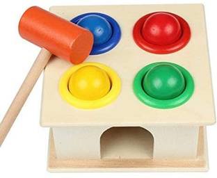 DIGSMORDEN Wooden Hammer Knock Ball, Pounding Bench with Box Case, Hammering Toy Set