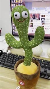 PRAYOMA ENTERPRISE CHEEKU Dancing Cactus Talking Toy, Cactus Plush Toy (Green)A69