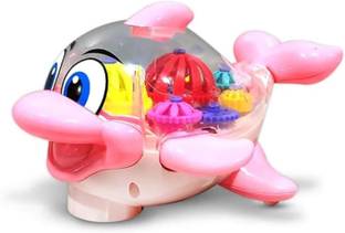 star impex Musical Gear Dolphin Toy for Kids with Flashing Lights & 360 Rotation