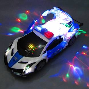 KTRS Police Super Dream car Toy with 360 Degree Rotation Door Opening, 3D Projection