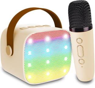 mega shine Mini Portable Bluetooth Karaoke Speaker with 1 Wireless Microphones & LED Lights