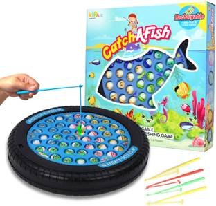 KIPA GAMING Rechargeable Fish Catching Game with Music & Rotating Board for Kids - 45 Fishes