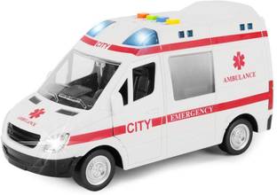 स्मार्टक्राफ्ट Ambulance Toy Car with Light and Siren Sound Effects, Heavy Duty Vehicle